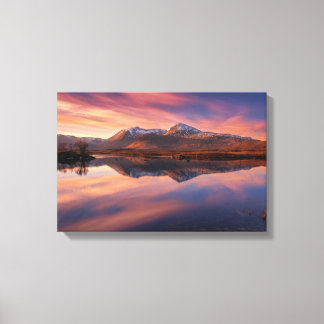 Rannoch Moor Pink Sunset in March Canvas Print