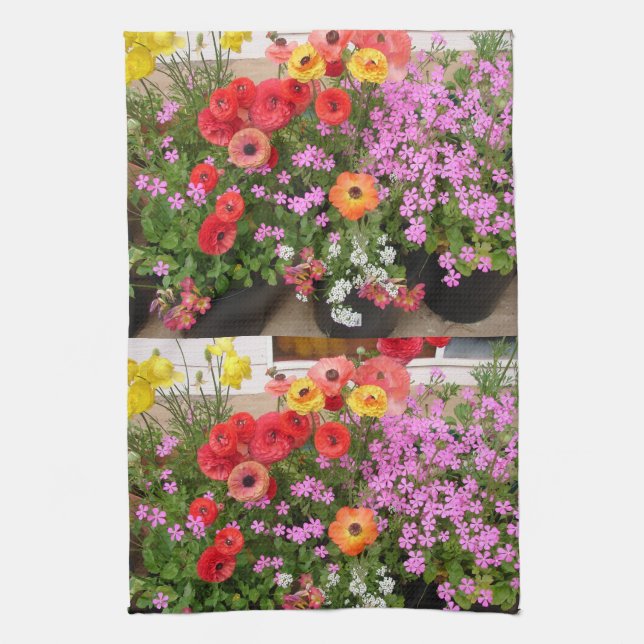 Rannunculus Spring Bulbs Birthday Cake Favor Box Kitchen Towel (Vertical)