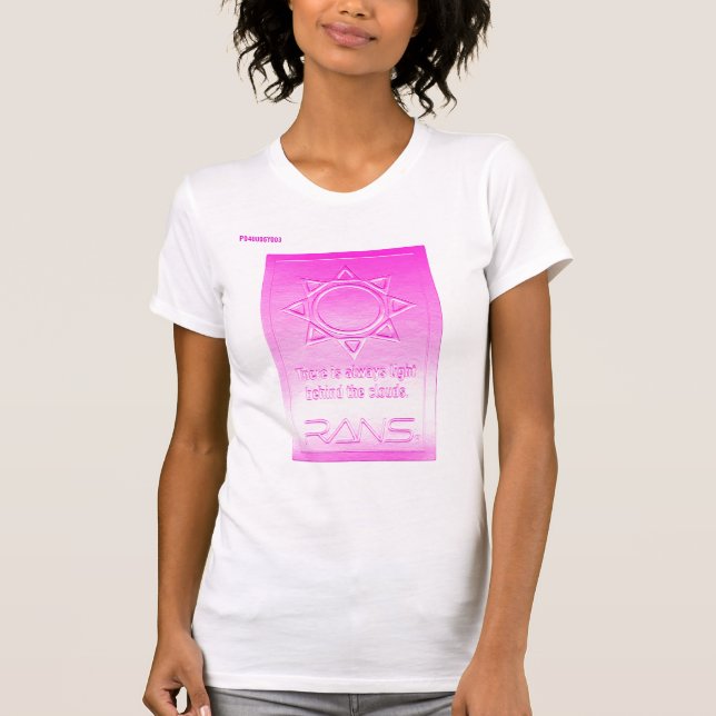 RANS metal sticker T-shirt. P040006Y003PNK White T-Shirt (Front)
