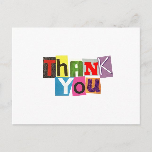 Ransom Note Thank You Postcard (Front)