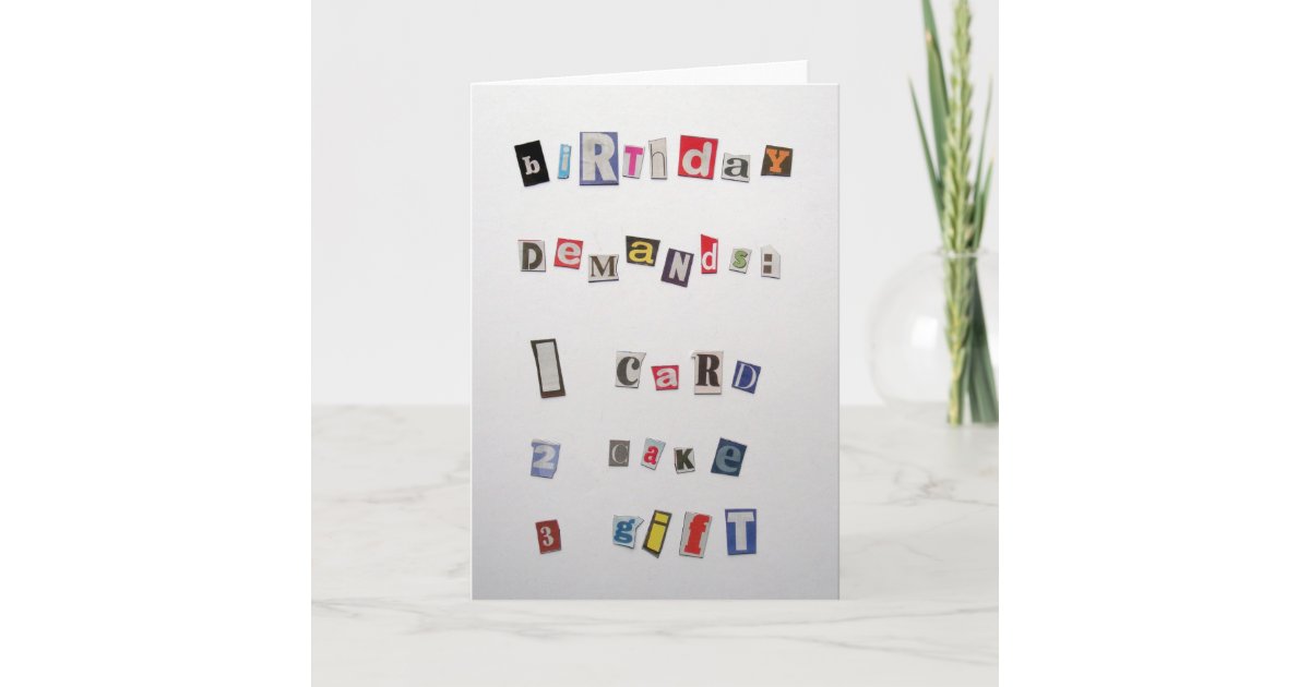 Ransomstyle birthday card Zazzle