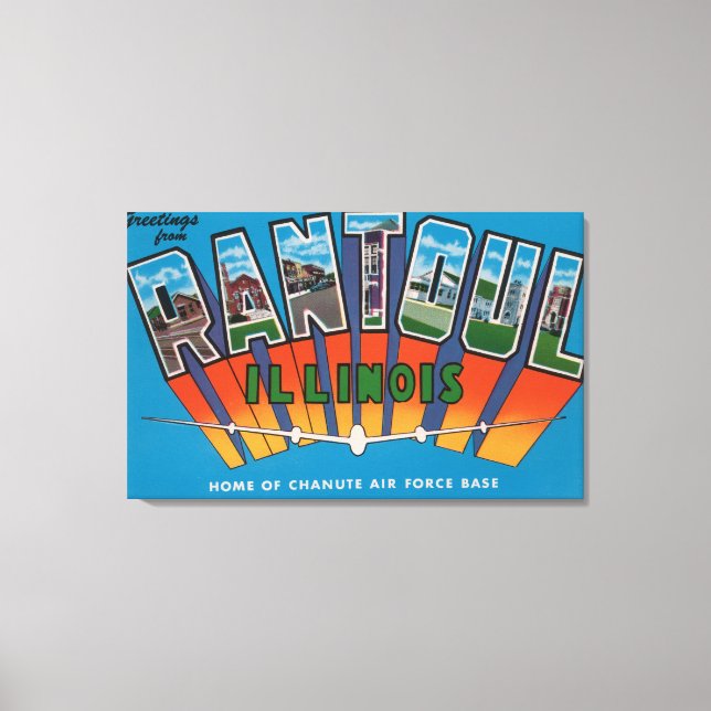 Rantoul, Illinois - Large Letter Scenes Canvas Print (Front)