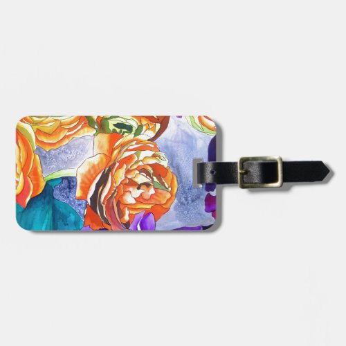 Ranunculus and Iris watercolour art Luggage Tag