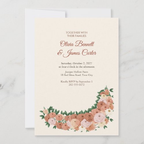 Ranunculus and Strawflower Wedding Invitation