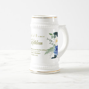Ranunculus Anemone Blue Rose Maid of Honor Favor Beer Stein