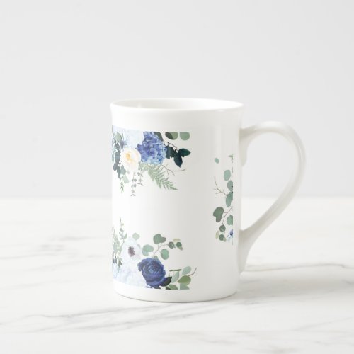 Ranunculus Anemone Hydrangea Rose White background Bone China Mug