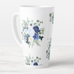 Ranunculus Anemone Hydrangea Rose White background Latte Mug
