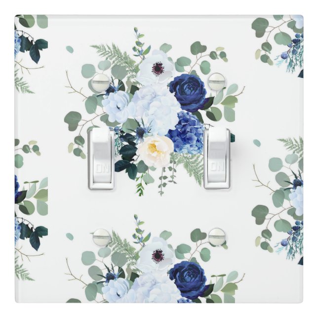 Ranunculus Anemone Hydrangea Rose White background Light Switch Cover (In Situ)