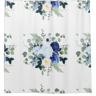 Ranunculus Anemone Hydrangea Rose White background Shower Curtain