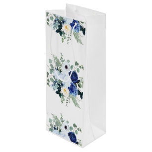 Ranunculus Anemone Hydrangea Rose White background Wine Gift Bag
