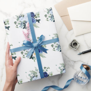 Ranunculus Anemone Hydrangea Rose White background Wrapping Paper