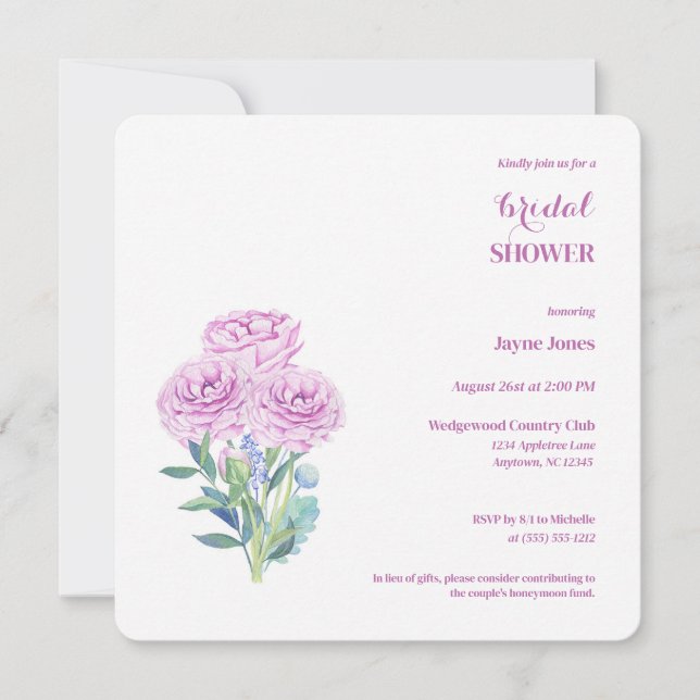 Ranunculus & Anemones Customizable Bridal Shower  Invitation (Front)