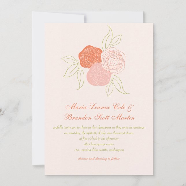 Ranunculus Bouquet Wedding Invitation (Front)