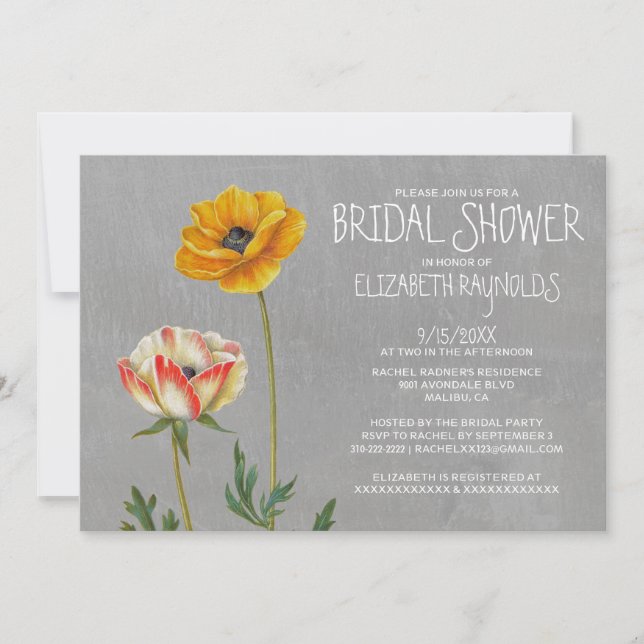 Ranunculus Bridal Shower Invitations (Front)