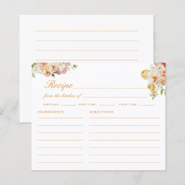 Ranunculus Bridal Shower Recipe Card (Front/Back)