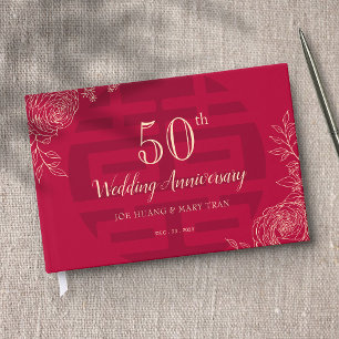 Ranunculus Chinese Wedding Anniversary Guest Book
