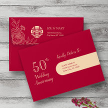 Ranunculus Chinese Wedding Anniversary Invitation