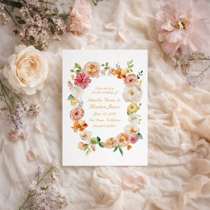 Ranunculus Citrus Summer Wedding Save the Date Invitation