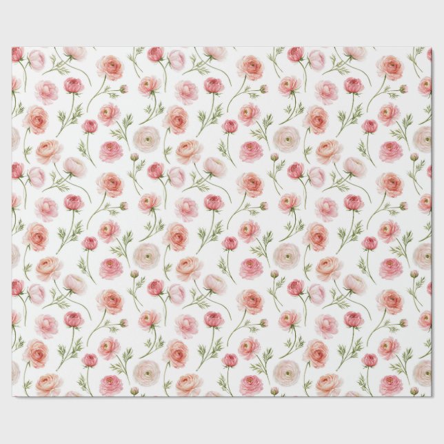 Ranunculus flower pattern wrapping paper (Seam)