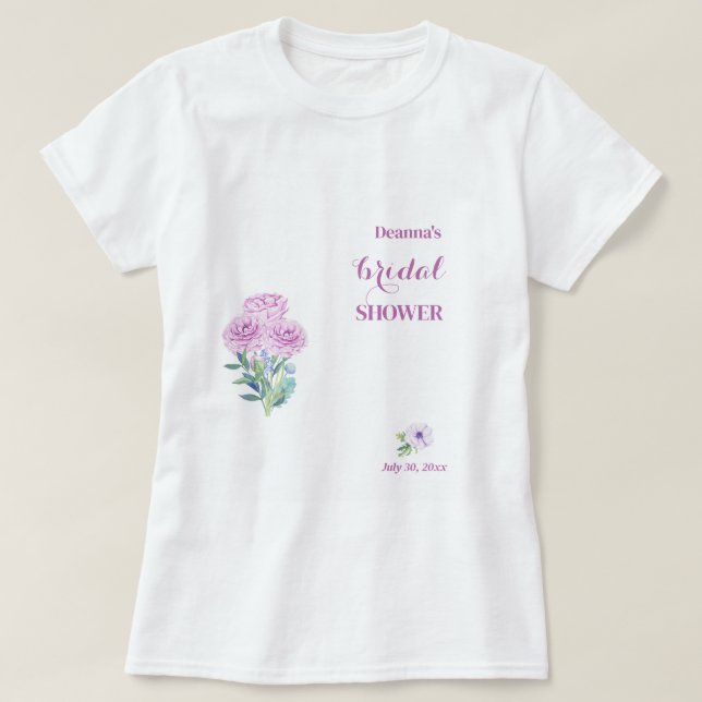 Ranunculus Fully Customizable Bridal Shower  T-Shirt (Design Front)