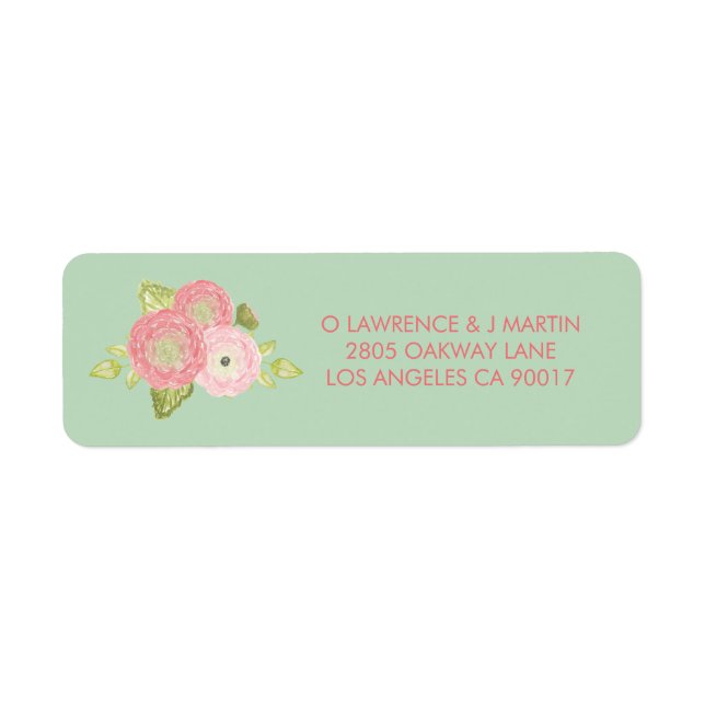 Ranunculus Mint Floral Blooms Label (Front)