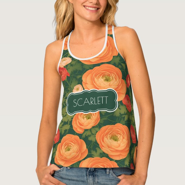 Ranunculus Mosaic Colorful Personalized Pattern Tank Top (Front)