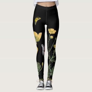 Ranunculus on Black Leggings