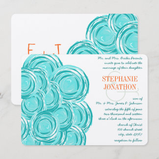 Ranunculus Rose Mint Coral Modern Wedding Invite