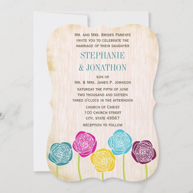 Ranunculus Rose Mint Pink Modern Wedding Invite (Front)