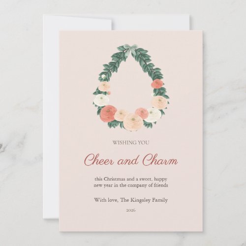 Ranunculus Teardrop Family Christmas Card