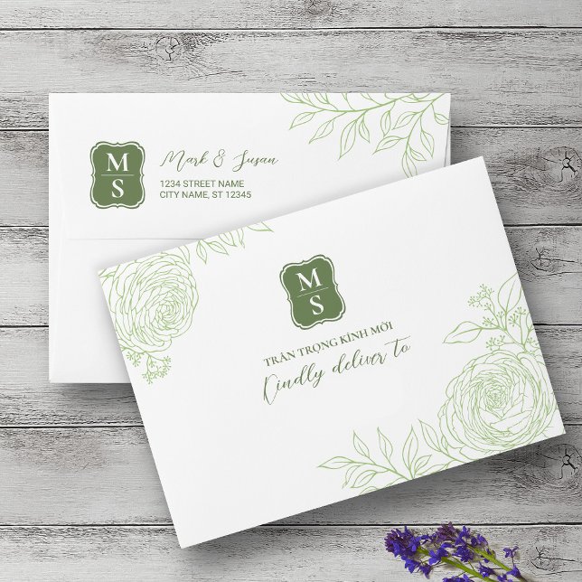 Ranunculus Vietnamese Wedding Invitation Envelope (Creator Uploaded)