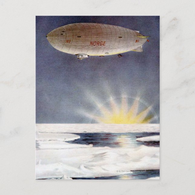 Raold Amundsen's airship Norge over North Pole Postcard (Front)
