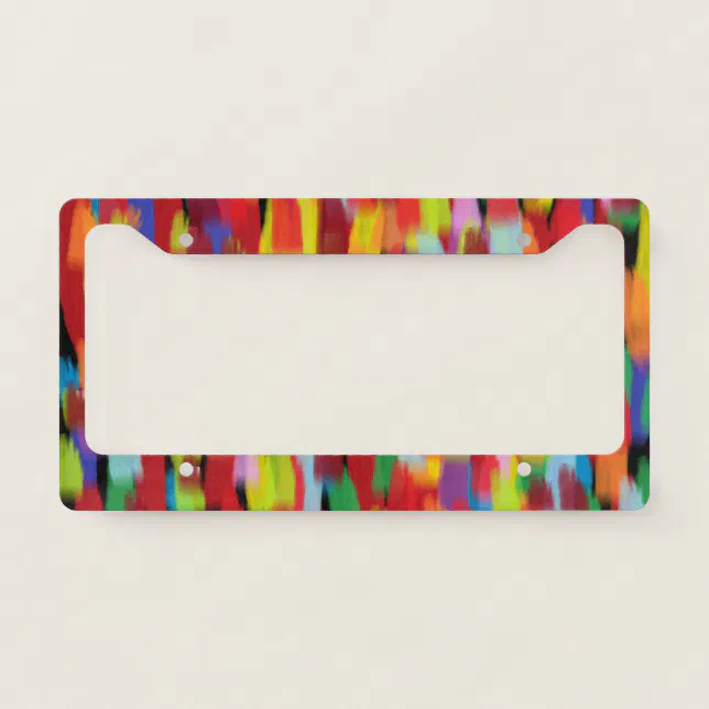 Raonbow Confetti Stripes Personalized Customized License Plate Frame ...