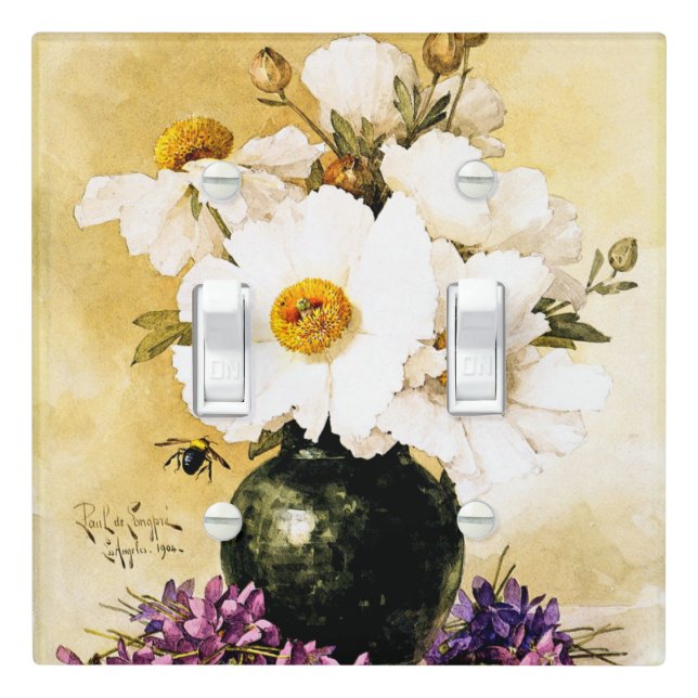Raoul de Longpre - Matalija Poppies Light Switch Cover (In Situ)