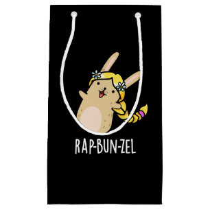 Rap-bun-zel Funny Bunny Pun  Dark BG Small Gift Bag