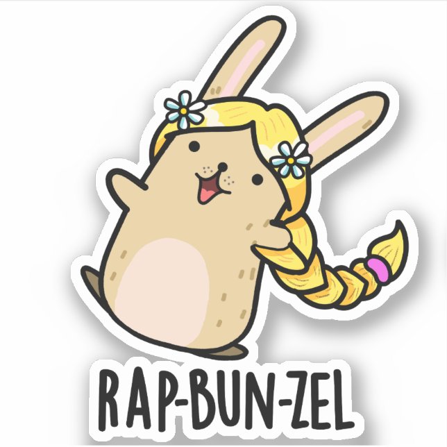 Rap-bun-zel Funny Bunny Pun   Sticker (Front)
