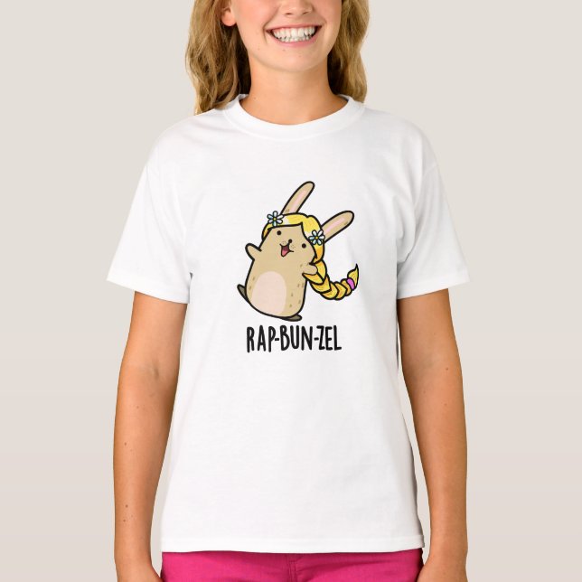 Rap-bun-zel Funny Bunny Pun   T-Shirt (Front)