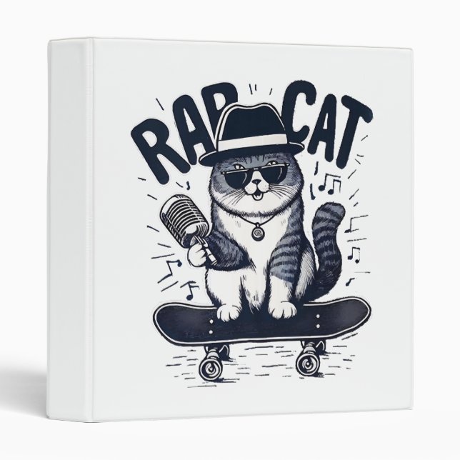Rap Cat Harmony 3 Ring Binder (Front/Spine)
