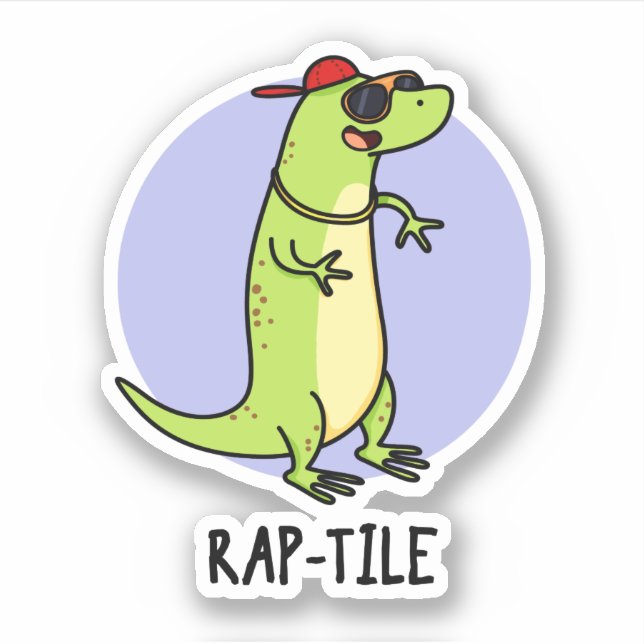 Rap-tile Funny Reptile Lizard Pun  Sticker (Front)