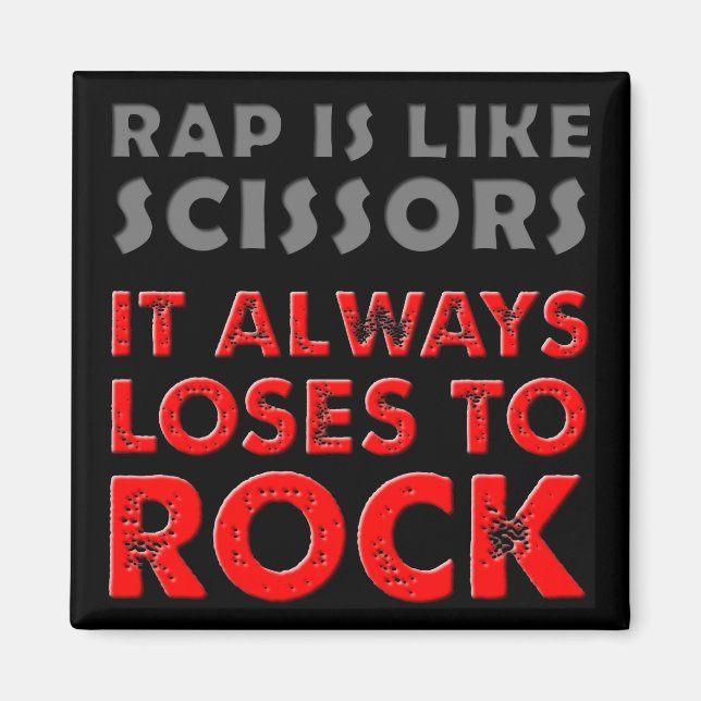 Rap Versus Rock Paper Scissors Fridge Magnet Funny (Front)