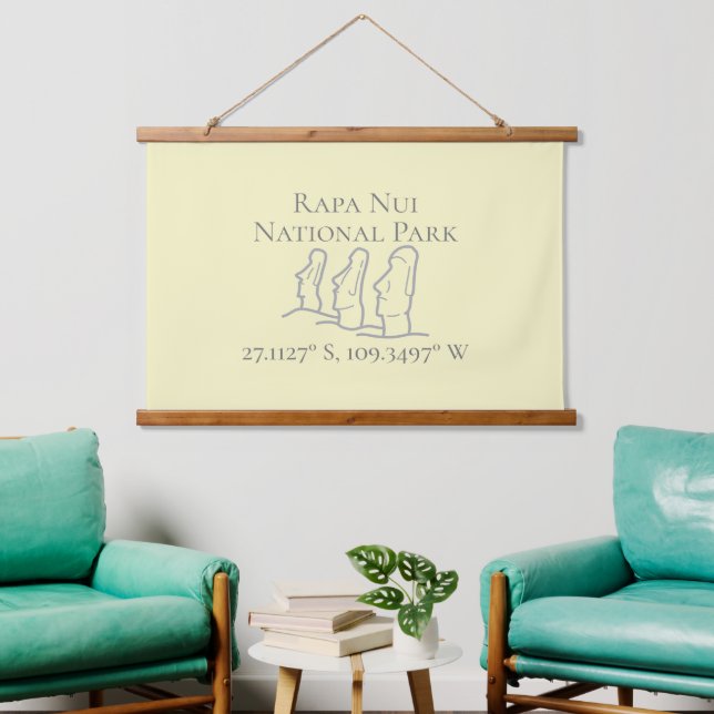 Rapa Nui Latitude & Longitude  Hanging Tapestry (Living Room)