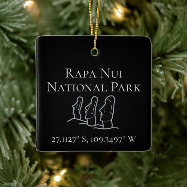 Rapa Nui Latitude & Longitude Personalized Ceramic Ornament (Tree)