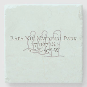 Rapa Nui Latitude & Longitude Stone Coaster