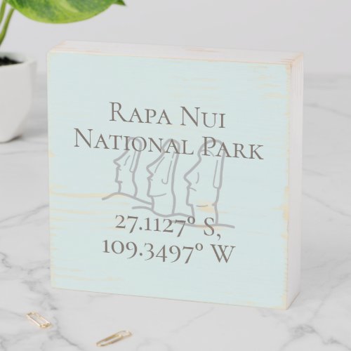 Rapa Nui Latitude  Longitude Wooden Box Sign