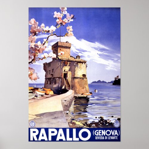 Rapallo Genova Italy Vintage Travel Poster