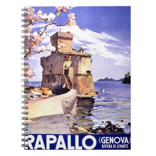 Rapallo Genova Italy Vintage Travel Poster Notebook