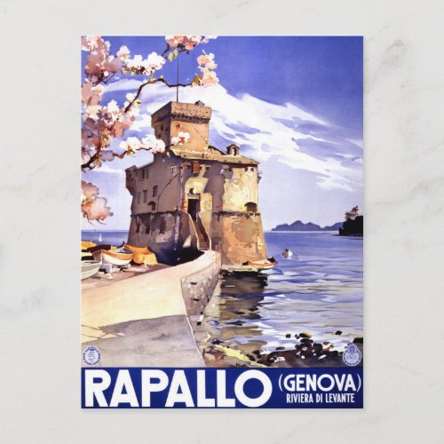 Rapallo Genova Italy Vintage Travel Poster Postcard