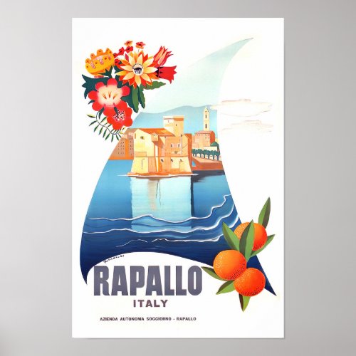 Rapallo Italy vintage travel Poster