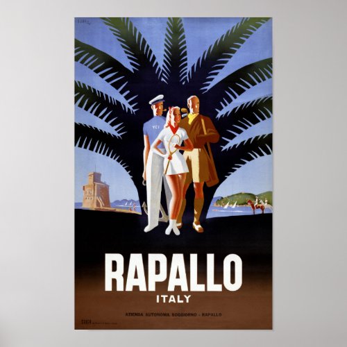 Rapallo Italy Vintage Travel Poster