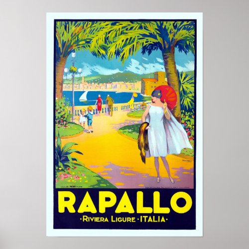 Rapallo Italy vintage travel Poster